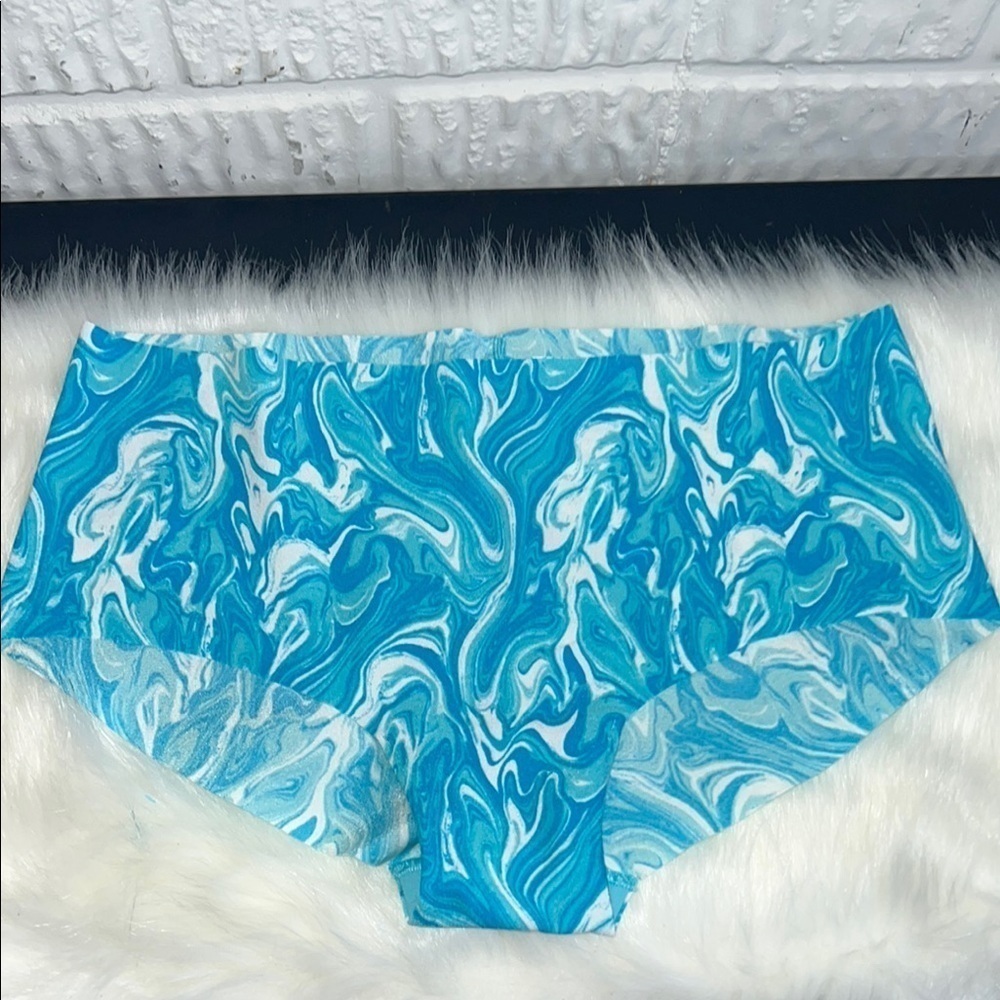 Pink Victoria Secret Blue and White Swirl Pattern Hipster Panties